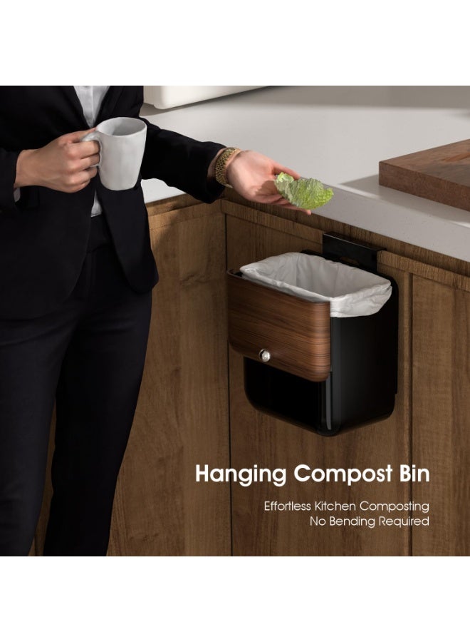 Bukela Large 3.2 Gallon Compost Bin, Under Sink Trash Can with Lid, Hanging Waste Cabinet for Office Kitchen Cupboard Bathroom Bedroom, Black - Image 3